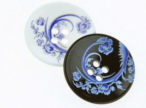 7142青花瓷樹脂釦/花樹藤POLYESTER BUTTON