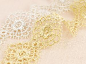 61714蔥紗水溶繡花蕾絲METALLIC CHEMICAL EMBROIDERY LACE